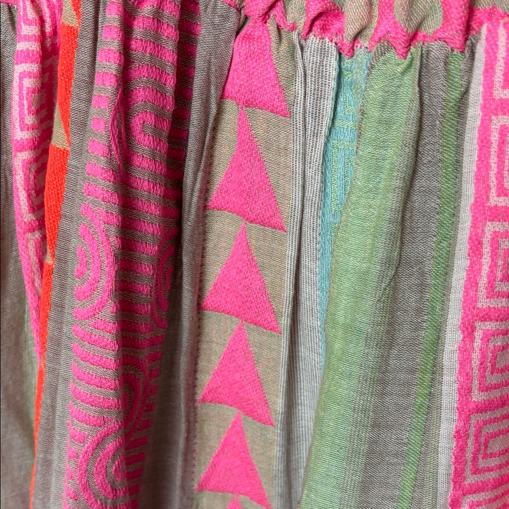 Colorful Ruffle Strap Maxi Dress Medium with Pockets Stretch Flowy - Picture 4 of 9